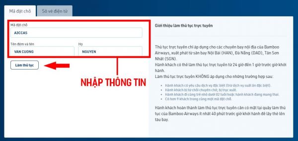 Hướng dẫn check in trực tuyến Bamboo Airways